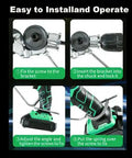 Drill Nibbler Sheet Metal Cutter Attachment installation guide for fast burr-free cuts showing four steps to attach to a drill.