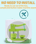 Green Heart Shaped Button Maker Machine No Assembly One Piece DIY Pin Badge Press With Mold Pink Set Instant Use Craft Tool