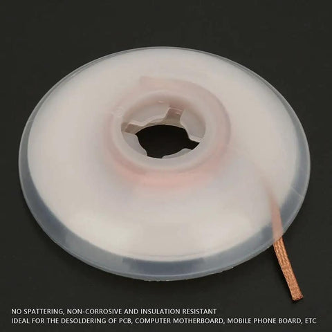 Pro Grade Desoldering Wick 5mm Wide 1.5m Long Solder Braid spool with visible copper wire