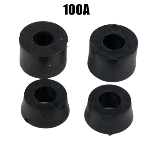 4 Pack Longboard Pivot Cups Replacement Kit With Premium PU Bushings showing four black pivot cups, labeled 100A, on white background