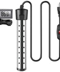 Submersible Water Heater 1500W Portable Tankless Immersion System with digital display and stainless steel construction.