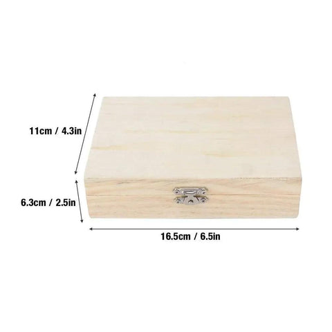 Premium Carbide Tipped Forstner Drill Bit Set Built Tough For Weekend Warriors storage box dimensions 16.5x11x6.3cm, wooden construction.