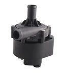 Electric Auxiliary Water Pump For Tesla Model S And X 12 To 16 Straight Up Solid Fitment, black plastic assembly with pipe connections.