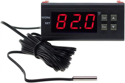 110V Fahrenheit Digital Temperature Controller With 1 Relay 10A NTC 10K Sensor Probe Easy Setup For Heating Or Cooling High Low Temperature Alarm Supports 1100W Load