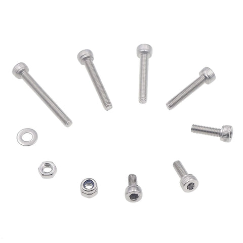 Metric M3 Stainless Steel Socket Head Cap Screws Kit With Hex Nuts Nylon Lock Nuts Flat Washers 260 Pc Set Includes 6Mm To 25Mm Lengths