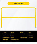 Heavy Duty Industrial Safety Railing 72 Long By 42 High Rock Solid Steel Pipe Guardrail dimensions, highlighting length and height.