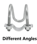 4 Pack Heavy Duty Cross Connector Pipe Clips For Steel Tubes Vertical U Shaped Clamps That Lock Crosses Perfect For Shelf Beams Farm And Greenhouse Frames Top Rail Fence Scaffolding Piping 50x50mm, silver metal clamp