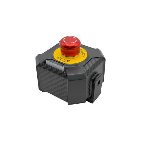 Emergency Stop Mount For Podium Kill Switch, USA Made Sim Racing Rig Bracket, carbon finish button and compact design