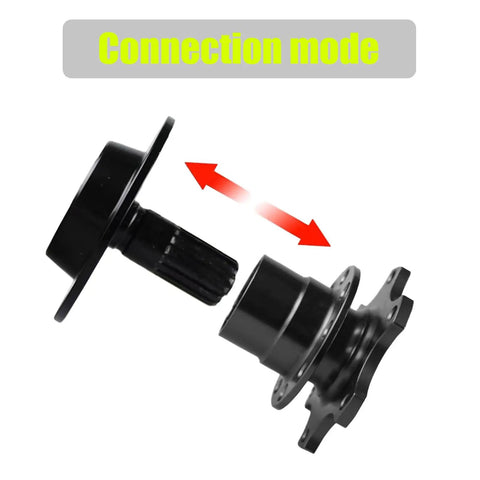 Zero Fuss Drop In Quick Swap Steering Wheel Adapter Hub featuring solid machined alloy body and connection mode illustration.