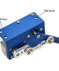 12V DC Linear Actuator For DIY Projects with 90 Degree Stroke and 8 RPM, blue metal casing with linkage mechanism