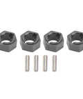 7Mm Hex Wheel Hub Adapter For RC Scale Crawlers, Bulletproof Cnc Aluminum Alloy Build With Secure Locking Pins, set with four hex hubs and locking pins.
