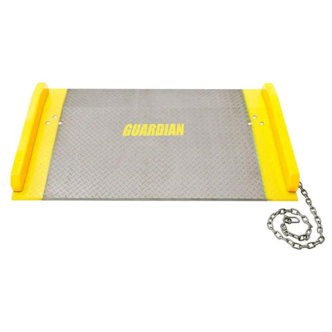 Heavy Duty Aluminum Dock Board Workhorse 60 By 48 Inch 15000 Lb Capacity Forklift Trailer Ramp For Warehouses with bright safety edges.