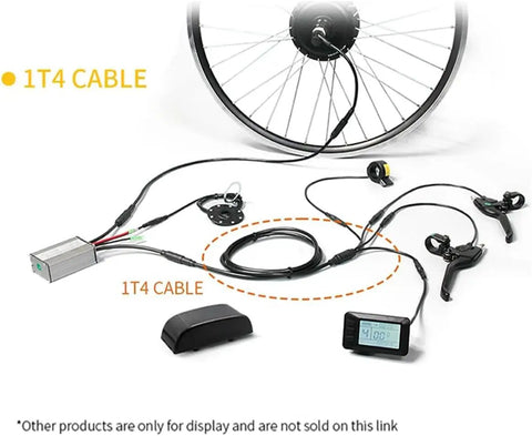 Durable Electric Bike Connector Cable 41 Inch Extend Harness Kit For Throttle Ebrake And Display With Multi Pin Adapter, 1T4 cable