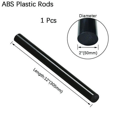 2 Inch Diameter Black ABS Plastic Rod Sturdy 12 Inch Length Round Solid Bar For Mechanical Processing DIY Projects Prototyping And Machining Durable Odorless Plastic With Good Insulation And Arc Resistance, black 50mm x 305mm rod