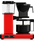 Stainless Steel Drip Coffee Maker With Thermal Base Keeps Your Brew Hot For Hours 1.25L Capacity, red design, side view