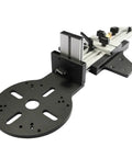 Adjustable Router Guide Rail Compatible With Electric Circular Saw For No Sweat Precision Trimming And Dang Straight Cuts On Pro Grade DIY Woodworking Projects, showing sturdy aluminum mounting plate and clamps.