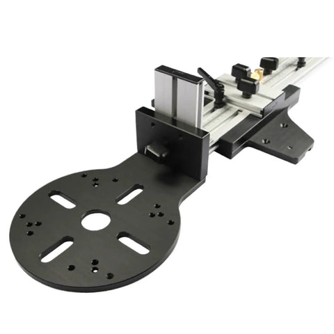 Adjustable Router Guide Rail Compatible With Electric Circular Saw For No Sweat Precision Trimming And Dang Straight Cuts On Pro Grade DIY Woodworking Projects, showing sturdy aluminum mounting plate and clamps.