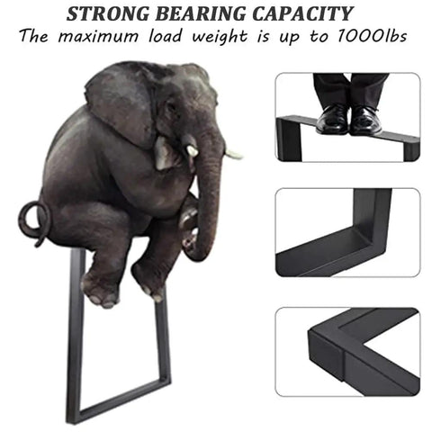 Elephant sitting on Beefed Up Heavy Duty Trapezoid Metal Table Legs 28 Inch Set Of 2 Black With 1000lb Load Capacity For DIY Coffee Tables