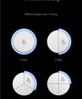 LED Round Button Push-Return Wall Light Switch 1-4 Gang 86x86mm Brushed Aluminum Panel with LED Indicator
