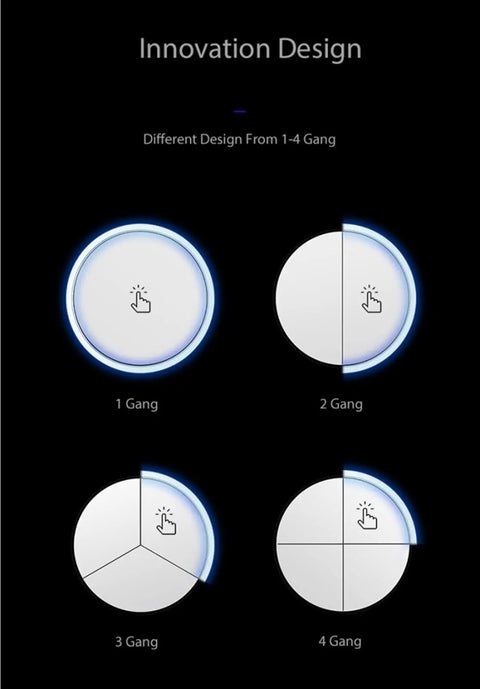 LED Round Button Push-Return Wall Light Switch 1-4 Gang 86x86mm Brushed Aluminum Panel with LED Indicator