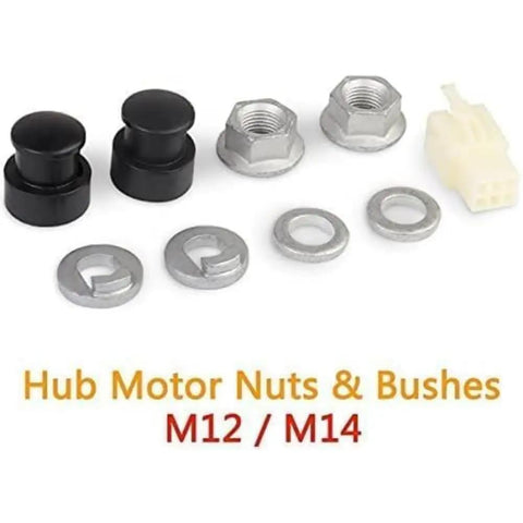 Hub Motor Axle Kit For E Bike With M12 Front Lock Nut, Lock Washer And Nut Cover For 12mm Shaft Electric Bicycle Wheels