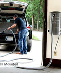 Wall Mounted Garage Vacuum With 50 Ft Hose And Tools Heavy Duty 7 Gallon Steel Can Corrosion Resistant Finish in use