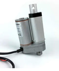 12V Or 24V Linear Actuator With 1 Inch Stroke And Mounting Brackets, 30 Mm Per Second, 200 N, Easy Install For Robotics, Home Automation, Woodworking, Cabinets, AV Projects, And Massage Chair Comfort silver linear actuator with mounting brackets and cable