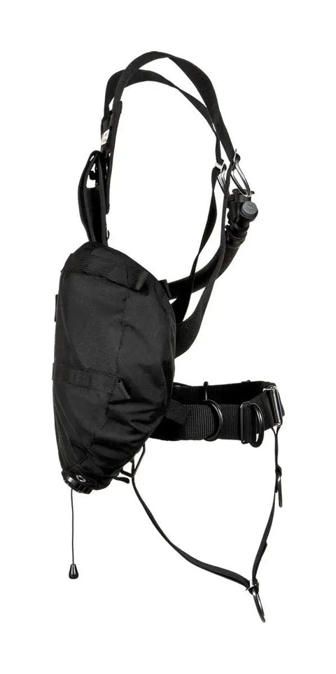 Side view of Stealth 2.0 Classic Sidemount Scuba Diving BCD with Revolutionary Weight Management System and Built In Spine Weight Pocket