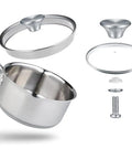 Heavy Duty Stainless Steel Pot Lid Handles Replacement Pack 4pc Rust Proof Knobs, 5.2cm, with screw and washer