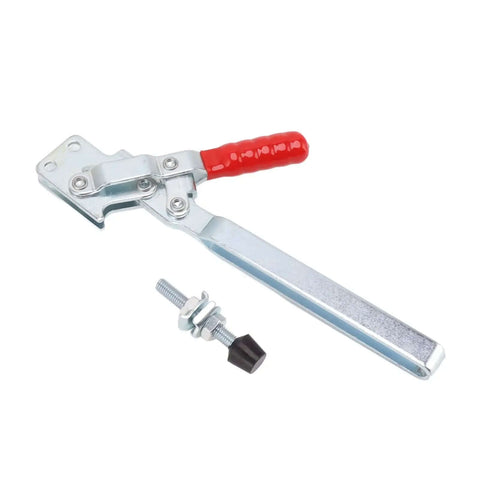 Heavy Duty Toggle Clamp For Woodworking Stainless Steel Lever Clamp With Arrow Storage Case Adjustable Opening And Lengthened Arm 20 By 16.4 By 3 Cm Pro Grade Fixture Holder For Assembly And Repair Tasks.