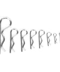 Workhorse 125 Piece Carbon Steel Hair Pin Set with R Hitch Split Pin Kit showcasing 8 different sizes for lawn mowers and machinery