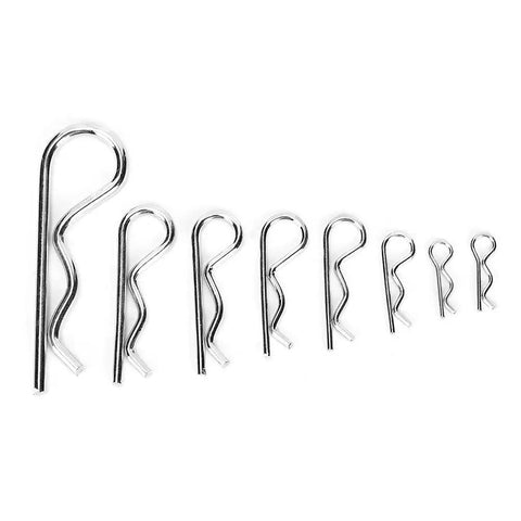 Assorted sizes of 125 Piece Anti Rust Carbon Steel Hair Pin Hitch R Cotter Kit for Car Machinery Heavy Duty Fasteners for Trucks Lawn Mowers