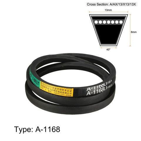 A1168 V Belt Neoprene Drive Belt For Power Transmission 1168 Inner Girth 13 Top Width 8 A Section Heavy Duty Belt For Machinery And Equipment Beefy Industrial Grade Durable Oil Resistant Neoprene Belt For Long Lasting Performance. Neoprene V-belt, A-1168, 13mm wide, 8mm thick