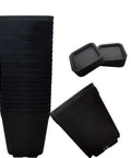 24 Pack 3 Inch Black Square Plastic Plant Pots With Saucers For Indoor And Outdoor Use Durable Reusable Nursery Pots With Drain Trays Great For Home Garden Balcony Office Decor