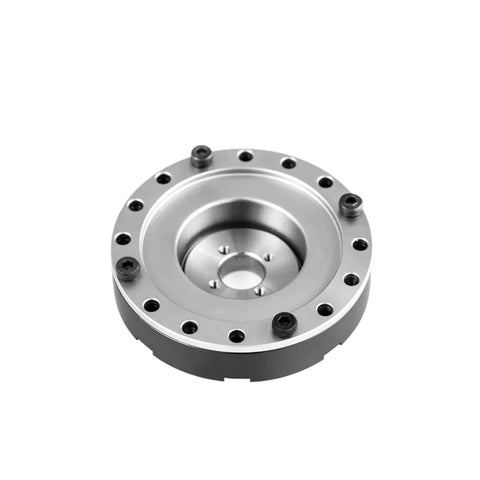 Strain Wave Gear Hollow Shaft 42mm Nema 11 BLDC Motor Speed Reducer 100 To 1 Gearbox for robot arm, front view, metal finish