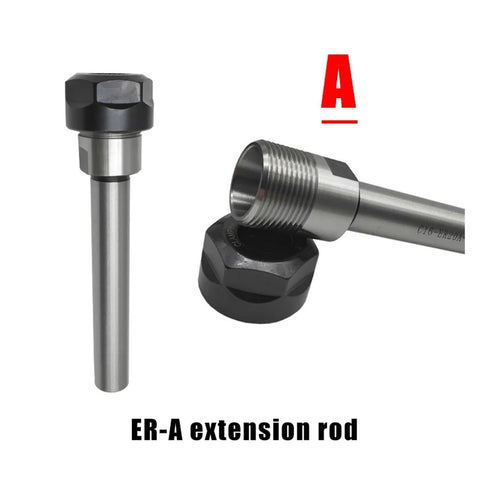 Heavy Duty Collet Chuck Holder Extension Bar For CNC Milling And Lathe Tooling, ER-A extension rod with hexagonal end.
