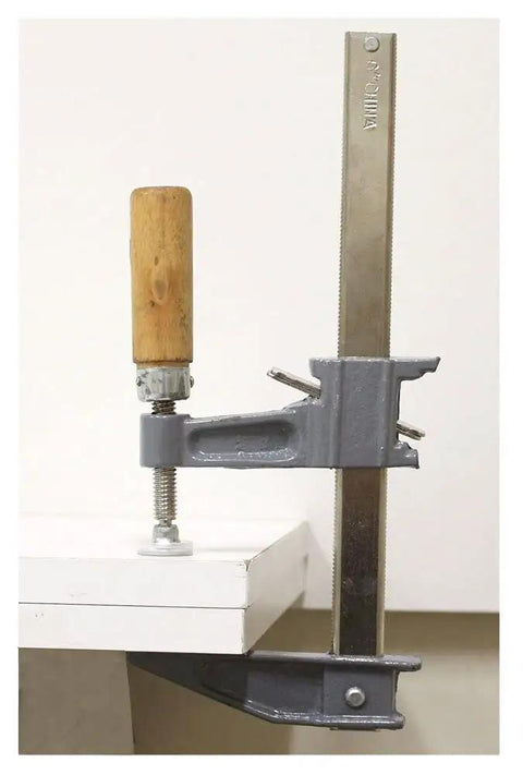 6 Inch Adjustable F Clamp With Wooden Handle And Precise Fine Adjustment Up To One And A Quarter Inch For Woodworking And Metalworking