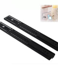 Push To Open Drawer Slides Black Steel Slick Spring Assist Handleless Cabinet Hardware mounted on a white background.