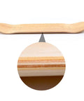 Side view of Maple Skateboard Deck With Double Tail Design Ultra Lightweight Yet Sturdy Build Includes Free Grip Tape One Deck For Street And Park Sessions Russia Maple Craft For Smooth Pop And Durable Ride with close-up of layered construction.