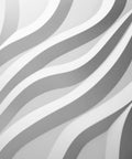 Close-up of PVC 3D Wall Tile Flowing Wave White Paintable Panel Kit 19.7 By 19.7 Inches Pack Of 12 Covers 32 Sq Ft Waterproof Fire Resistant Easy DIY Install Lightweight Yet Durable Home Reno Accent showing flowing wave design.