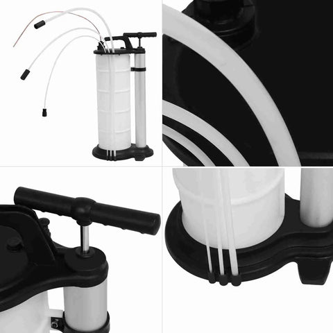 Slick Hand Pump For Quick Fluid Transfer! This 9L Manual Extraction Tool showing hoses and handles for fluid extraction.