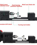 Miniature Buddha Beads Lathe For DIY Woodworking With All Metal Body And 775 Motor High Torque Compact Bench Lathe detailed view