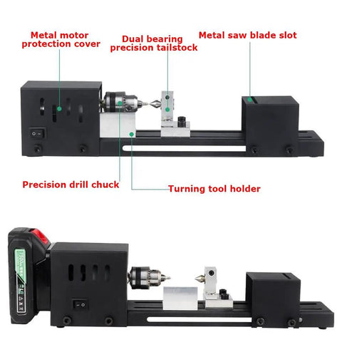 Miniature Buddha Beads Lathe For DIY Woodworking With All Metal Body And 775 Motor High Torque Compact Bench Lathe detailed view