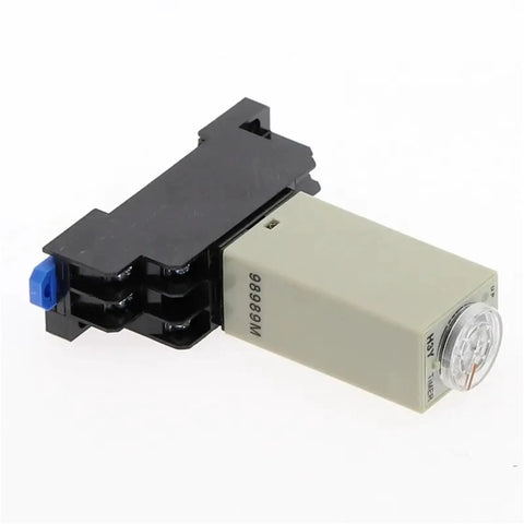 AC 220V H3Y2 Relay With Adjustable Timing Delays 1S 5S 10S 30S 60S 3M 5M 10M 30M For DIY Projects Smart Home Automation And Industrial Control Systems For Reliable Low Noise Operation, black and beige timing relay with dial