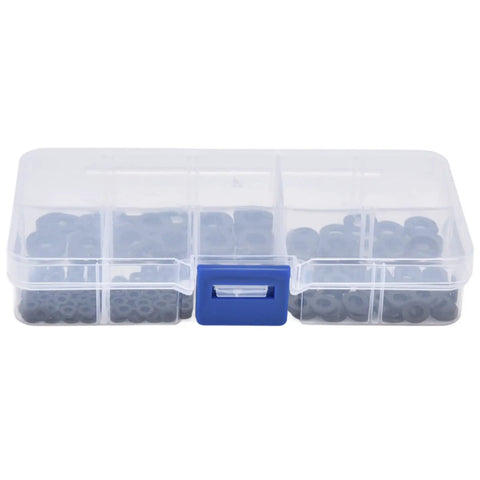 Nylon Flat Washers 250 Pcs Master Kit M2 Assortment For Household Electrical Automotive Marine Gear Black Sealing Spacers Gasket Set With No Burrs And A Slick Smooth Finish in storage case