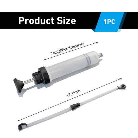 Smooth Operator Manual Oil Extractor Pump 200Cc Transparent Fluid Siphon with measurement details for auto repair use.