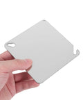 Hand holding one of the 4 Pack Square Electrical Box Cover Plates for Blank Control Panels or Junction Boxes.