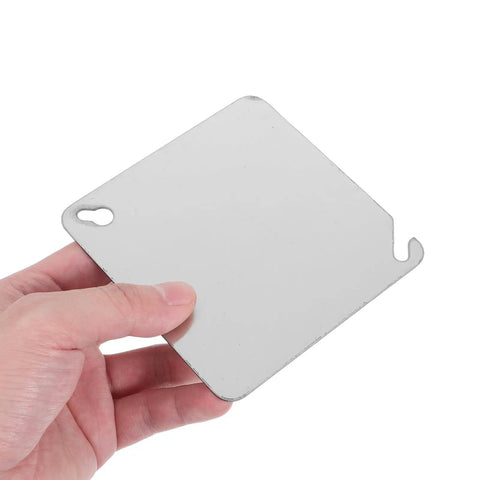 Hand holding one of the 4 Pack Square Electrical Box Cover Plates for Blank Control Panels or Junction Boxes.