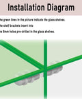 Installation diagram showing Heavy Duty Glass Shelf Pins With Double Head Design And Antislip Washers For Furniture Showcases.