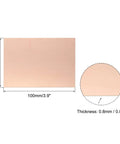 Double Sided FR4 Copper Clad PCB Boards 100 X 70 mm 0.8 mm Thick 10 Pack, detailed dimensions and thickness view